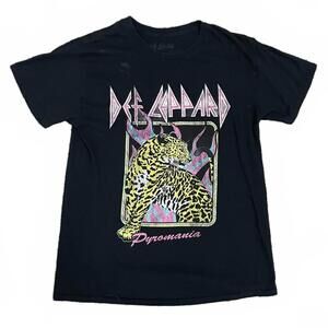 Def Leppard Men's Sz M Black & Multicolored Graphic Band Cotton Crew Neck SS